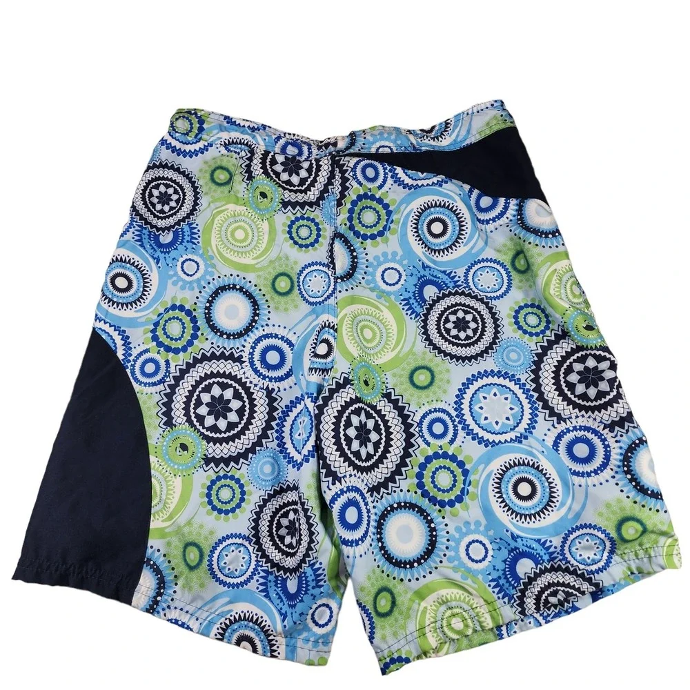 Joe Boxer Board Shorts L Men Floral Blue Green Functional‎ Fly Inseam 9